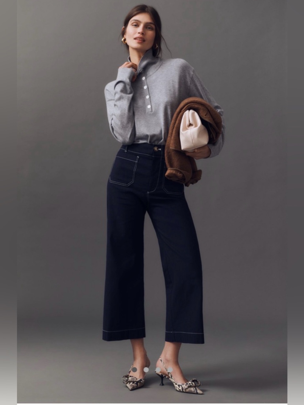NWT Anthropologie The Colette Wide-Leg Pants by Maeve: Contrast-Stitch Edition